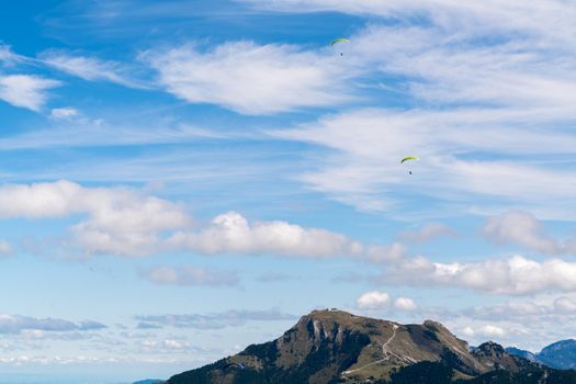 Hang-gliding above the Countryside around Zwölferhorn Mountain