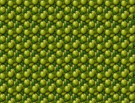 Digital illustration of apples arranged as a background pattern.