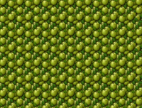 Digital illustration of apples arranged as a background pattern.