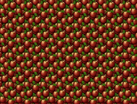 Digital illustration of apples arranged as a background pattern.