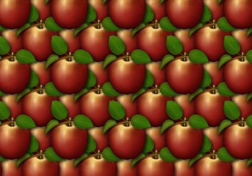 Digital illustration of apples arranged as a background pattern.