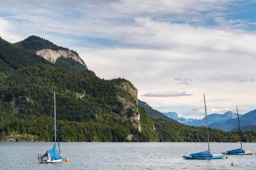 Yachts Moored in Lake Wolfgang at St. Gilgen