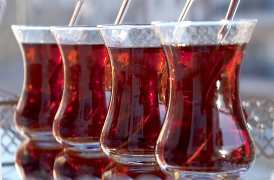 Tea served in Turkish style. Food & Beverages, Tea - Hot Drinks