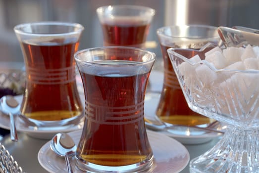Tea served in Turkish style. Food & Beverages, Tea - Hot Drinks
