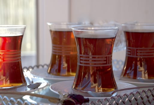 Tea served in Turkish style. Food & Beverages, Tea - Hot Drinks