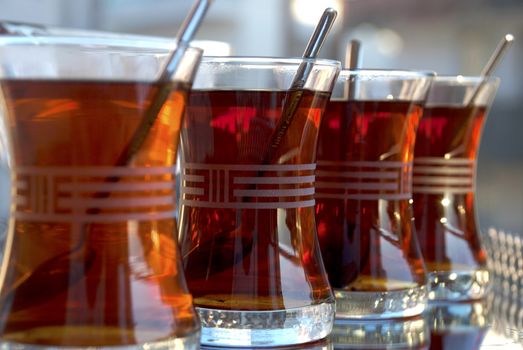 Tea served in Turkish style. Food & Beverages, Tea - Hot Drinks