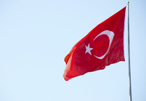 Turkish flag waving in the sky