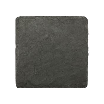 Close up of square shape small black slate board isolated on white background
