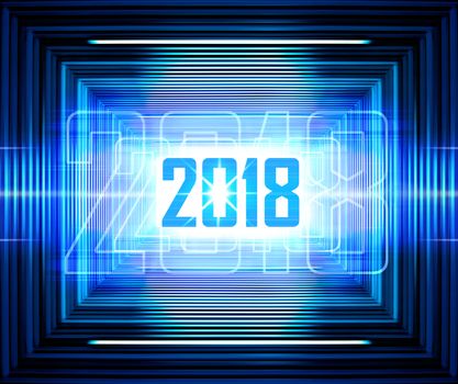 Technology background with transparent figures 2018 for New Year