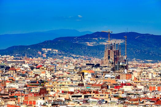 Panoramic view of the city of Barcelona, Spain