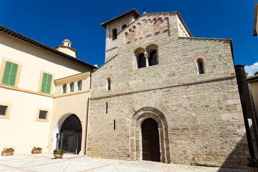 view of the splendid medieval façade of the Basilica of Sant'Eufemia in Spoleto - (Italy)