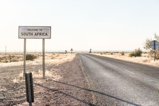 Welcome sign at the Rietfontein Border Post in South Africa on the border with Namibia