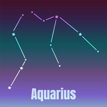 The Water-Bearer aquarius sing. Star constellation element. Age of aquarius constellation zodiac symbol on dark blue background.