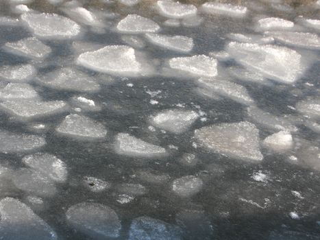 Background of Cold Winter Water with Large Ice Floes Apart