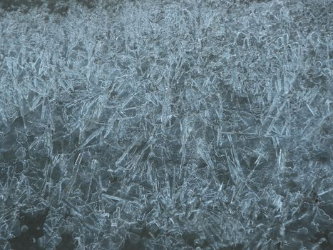 Extreme Closeup on Blue Winter Cold and Odd Ice Crystals