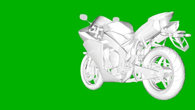 isolated white 3d rendering of a motor on a green background