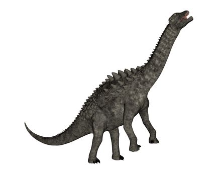 Ampelosaurus dinosaur eating isolated in white background - 3D render