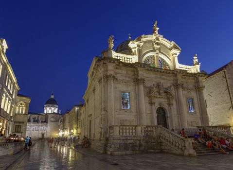 Saint Blasius church by night, Dubrovnik, Croatia HDR