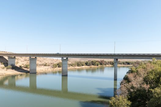 The new bridge over the Vaal River at Barkly West, a town in the Northern Cape Province of South Africa