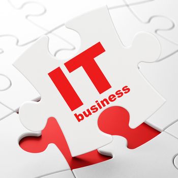 Business concept: IT Business on White puzzle pieces background, 3D rendering