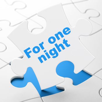 Travel concept: For One Night on White puzzle pieces background, 3D rendering