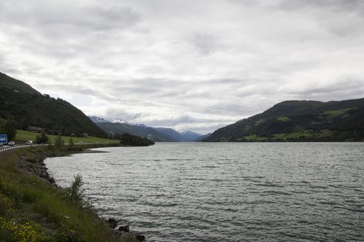 View of a lake with mountain in background