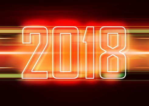 Technology red background with transparent figures 2018 for New Year