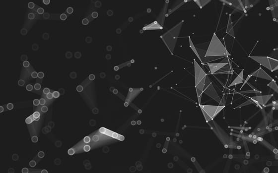 Abstract polygonal space low poly dark background with connecting dots and lines. Connection structure. 3d rendering