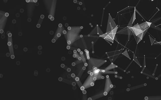 Abstract polygonal space low poly dark background with connecting dots and lines. Connection structure. 3d rendering