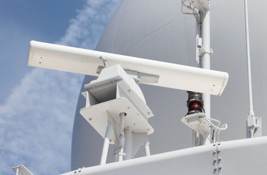 Radar antenna on a military ship - Selective focus