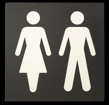 Man and Woman on Sign with black background.