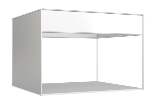 Blank exhibition stand. 3d rendering isolated on white background.