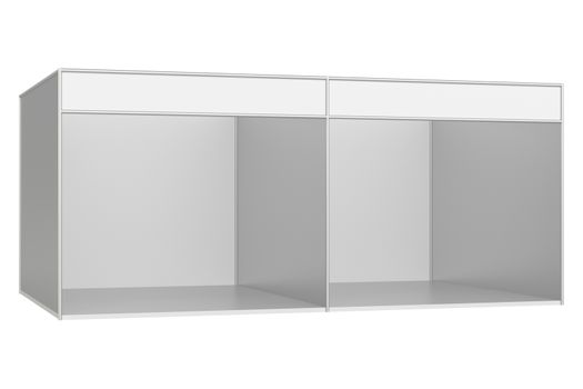 Blank exhibition stand. 3d rendering isolated on white background.