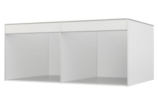 Blank exhibition stand. 3d rendering isolated on white background.