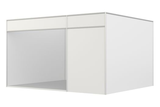 Blank exhibition stand. 3d rendering isolated on white background.