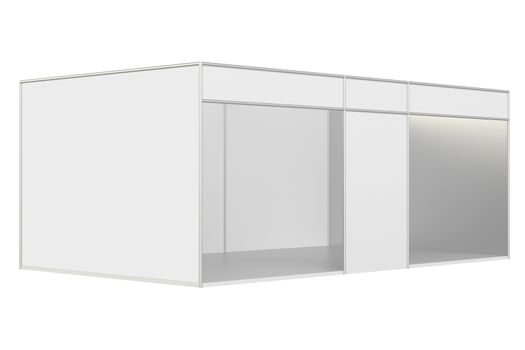 Blank exhibition stand. 3d rendering isolated on white background.
