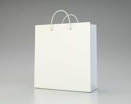 blank paper bags on gray background. 3d rendering