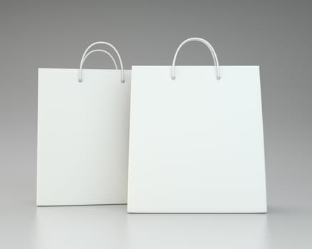 Empty Shopping Bags on gray for advertising and branding. 3d rendering.