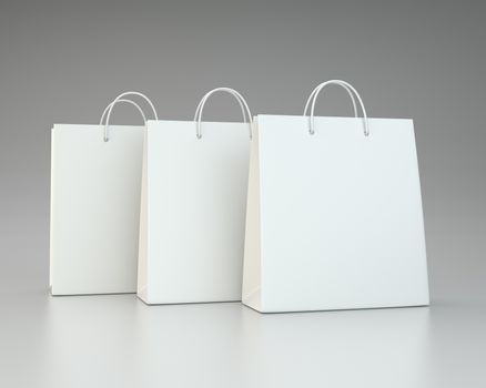 Empty Shopping Bags on gray for advertising and branding. 3d rendering.