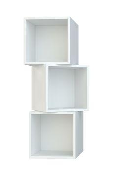 box shelves white. 3d rendering on white background.