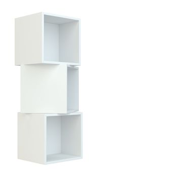 box shelves white. 3d rendering on white background.