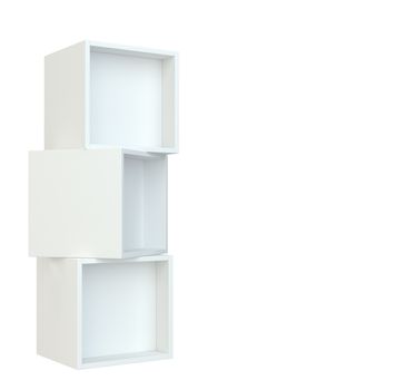 White box shelves. 3d rendering on white background.