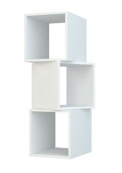 White box shelves. 3d rendering on white background.