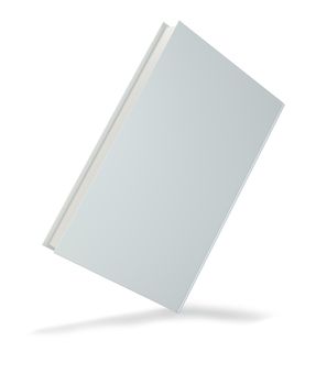 Blank hardcover book for design isolated on white background. 3d rendering.