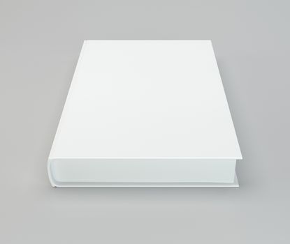 Blank hardcover book for design on gray background. 3d rendering.