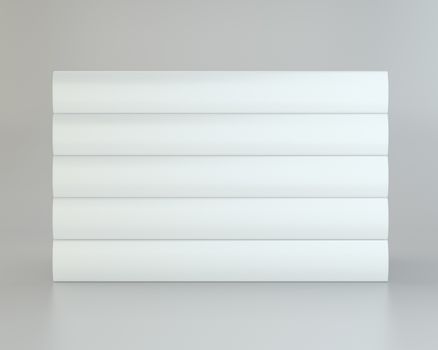 stack of books blank book cover white. 3d rendering.