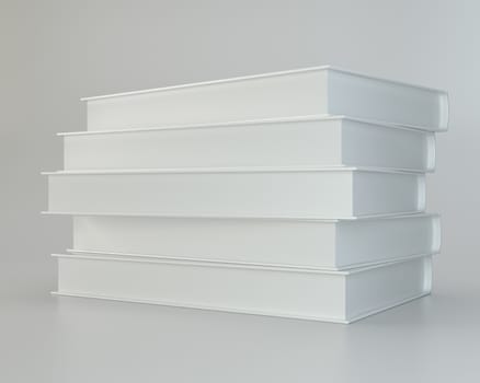 white books on gray background. 3d rendering.