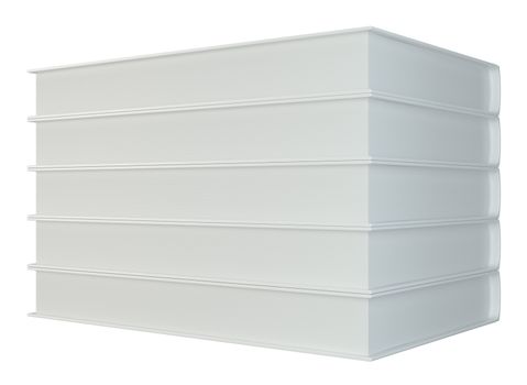 white books isolated on white background. 3d rendering.