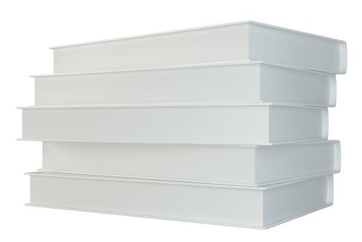 white stack of books isolated on white background. 3d rendering.