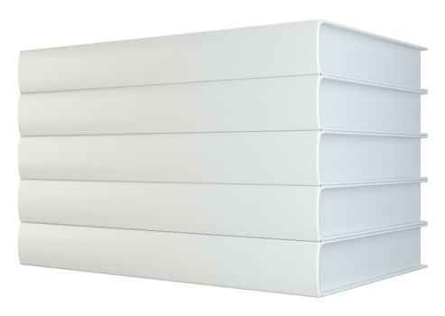 white books isolated on white background. 3d rendering.